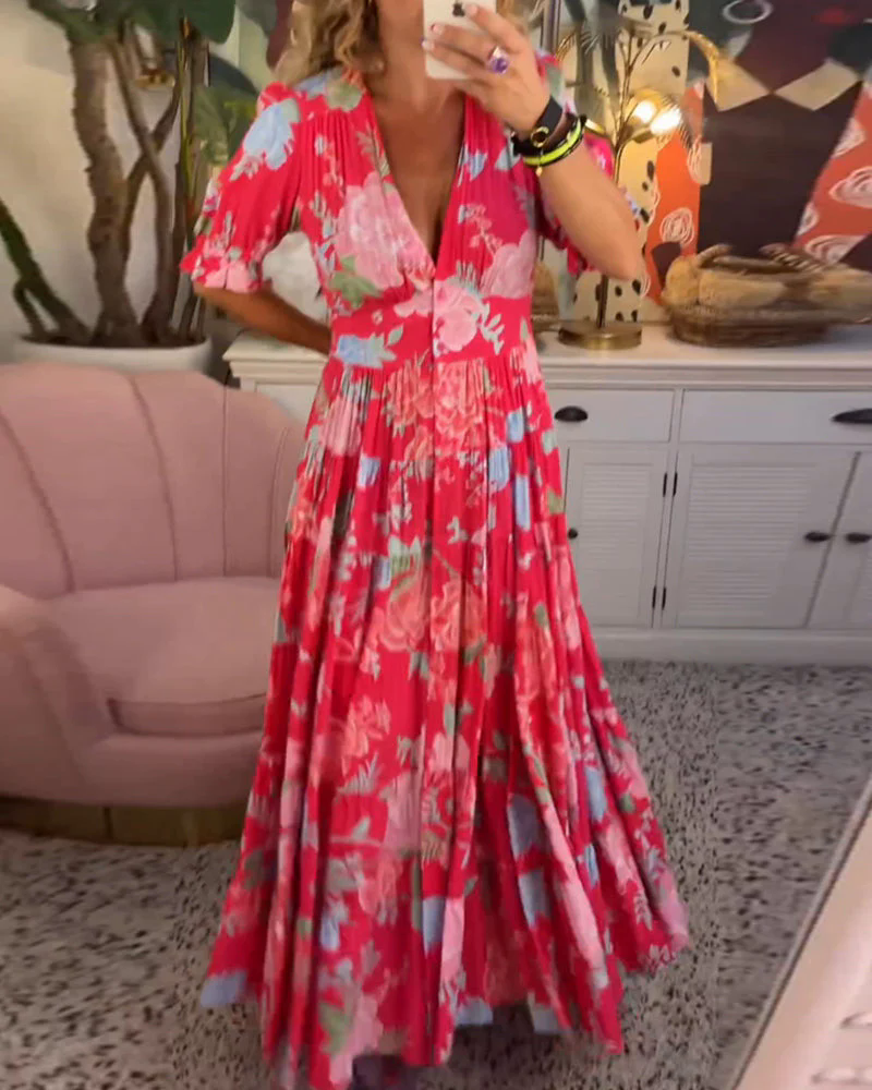 Fashion Canberra | Lila Floral Print V-neck Pocket Dress Fashion Canberra | Lila Floral Print V-neck Pocket Dress