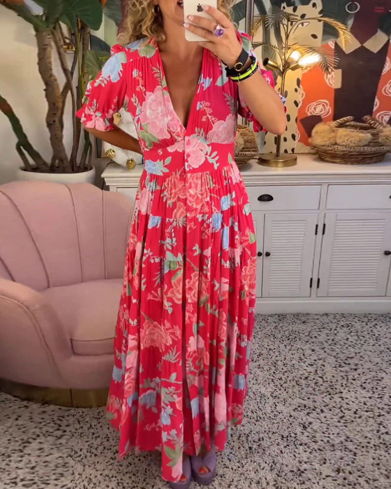 Fashion Canberra | Lila Floral Print V-neck Pocket Dress Fashion Canberra | Lila Floral Print V-neck Pocket Dress