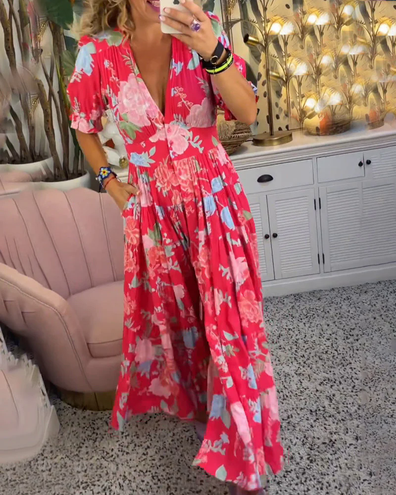 Fashion Canberra | Lila Floral Print V-neck Pocket Dress Fashion Canberra | Lila Floral Print V-neck Pocket Dress