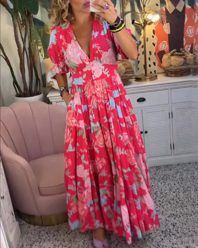 Fashion Canberra | Lila Floral Print V-neck Pocket Dress Fashion Canberra | Lila Floral Print V-neck Pocket Dress